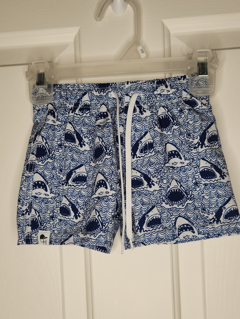 George Hats Blue White Shark Print Swim Trunks Size 2T-3T